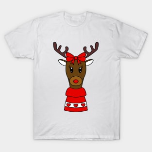 MERRY Christmas Reindeer Hearts - Cute Reindeer Art T-Shirt